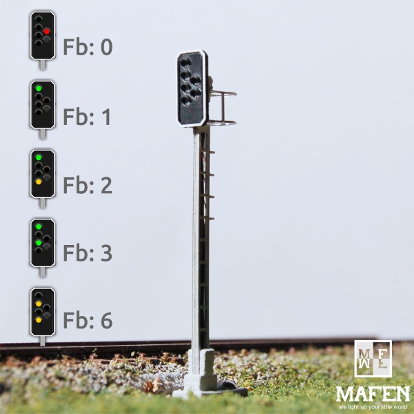 N Ch SBB Hauptsignal mit 5 LEDs, grün, gelb, grün, gelb, + rot, notrot, etc................