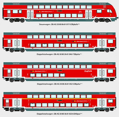 H0 D DB Doppelstockwagen Set 4x 4A Ep.VI
