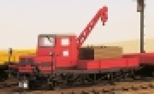 H0 Bahnausstattung D DB Baudienstfahrzeug Klv 51 2A Ep.III, rot, fünfpoligem coreless- Motor, MS- Gitterkran, DC-/ FM
