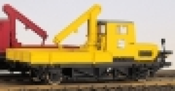 H0 Bahnausstattung D DB Baudienstfahrzeug Klv 51, 2A, Ep.IV, gelb, Faulhaber Motor, Steinbock- Kran