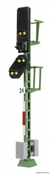 H0 Signale Licht Blocksignal mit Vorsignal, LED 6x, Hp0, Hp1, Vr0, Vr2, H= 7,9cm, etc.................................................................