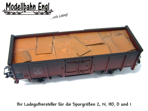 H0 Zubehör Schrottplatten kurz Hochbordwagen E 98x 30mm