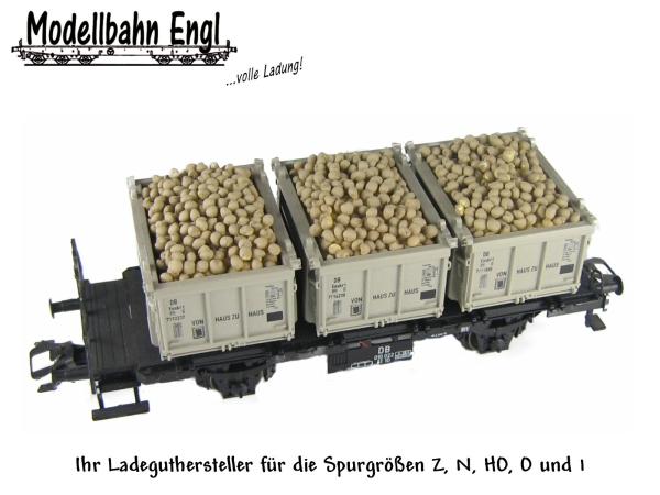 H0 Zubehör Kartoffelladung 5 Container Haus zu Haus    21x 31mm