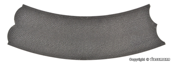 H0 Straße Straßenplatte Kopfsteinpflaster aus Steinkunst, 45° Kurve, Radius 30cm, etc.......................................................
