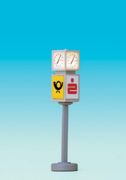 N Geländegestaltung Uhr mit Werbewürfel S-Bahn/ DB-Würfel, beleuchtet, H= 36mm, Ersatzleuchtmittel 3294