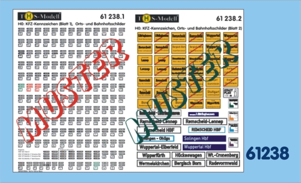 H0 D KFZ- Orts- Bahnschilder