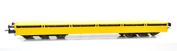 TT D DB Schwerlastwagen Bauart Samms- u, 454, Bauzugwagen Gruppe Bahnbau, angeklappte Bordwände, unbeladen, gelb, schwarz, schwarz, etc.............