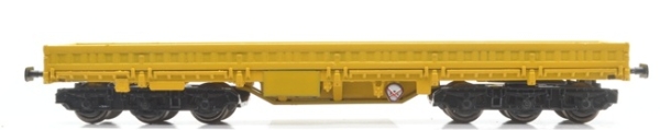 TT D DB Schwerlastwagen Bauart Samms- u, 454, Bauzugwagen Gruppe Bahnbau, unbeladen, gelb- gelb- schwarz, etc............