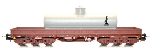 TT D DR Schwerlastwagen Bauart Samms, 4860, 6A, beladen steingrauen Altölsammelkessel, Logo VEB Leuna Werke, einfarbig, braun, etc.........