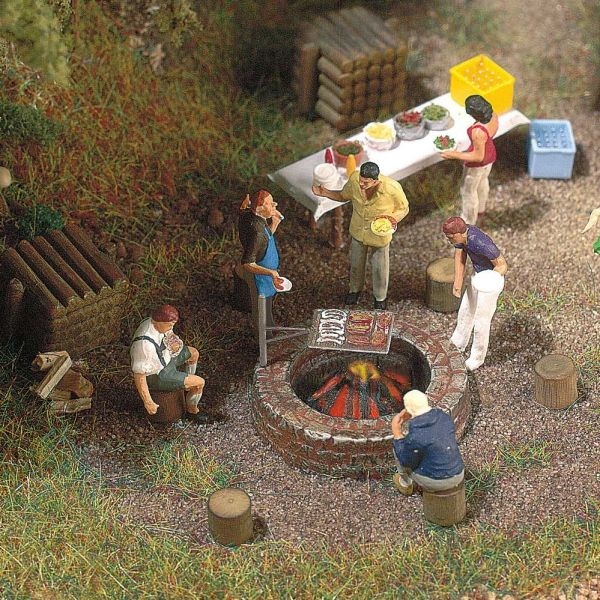 H0 Geländegestaltung Lagerfeuer & Grill, Gemauerte- Einfassung, Grillrost, etc.......................................................................