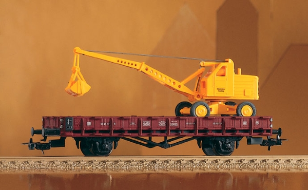 H0 D DR Rungenwagen bel. mit Bagger, 2A, Ep.III, etc...................................................................