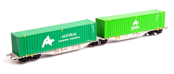 H0 D DB Containertragwagen doppelwagen, Sggmrss,  4A, Ep.VI, beladen, " ACOTRAL " etc.....