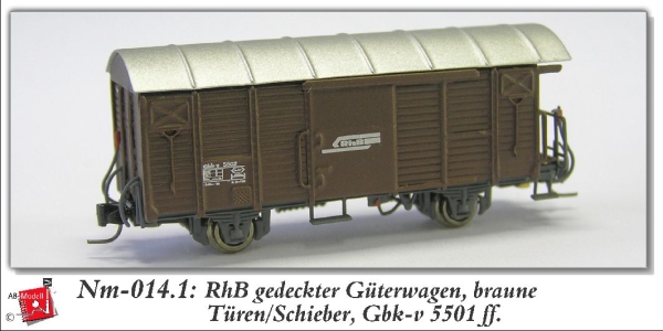 nm Ch RhB Güterwagen 5501 ged. 2A Ep.   Türen braun Fensterschie