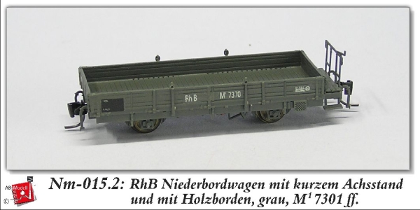 nm Ch BS RhB Niederbordwagen 7301 Radstand kurz grau
