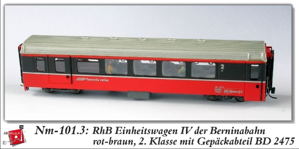 nm Ch RhB Personenwagen BD 2475 Kl.2 Gepäckabt. 4A Ep.  Bernina 