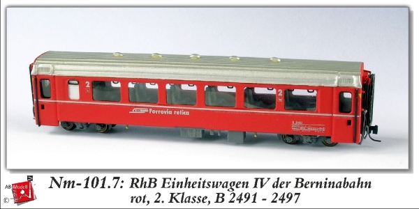 nm Ch RhB Personenwagen 2475 Kl.2 m.Gepäckabt. Bernina rot -
