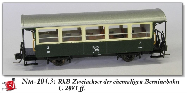 nm Ch BS RhB Personenwagen C 208 2a Ep.III grün/ creme