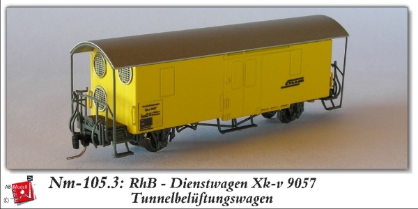 nm 105 3 Ch RhB Dienstwagen Xk 9057 2A Ep.   Tunnelbelüftungswag