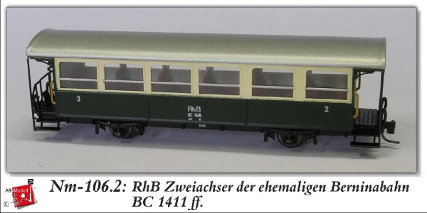 nm Ch BS RhB Personenwagen BC 141 2a Ep.   grün creme 1942