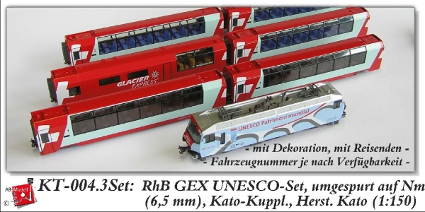 n 1 150 Ch Pri Glacier Express Set UNESCO Lok Wag.6x nm Kato Kup