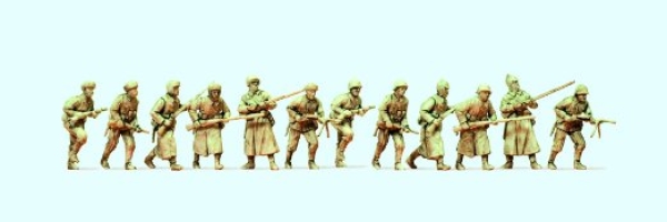 H0 mili UDSSR BS Infanterie angreifend unbemalt 12x