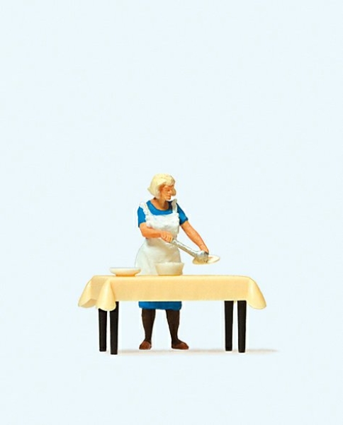 H0 Figur Hausfrau am Tisch, Essen schöpfend etc..........................................................................................................................................
