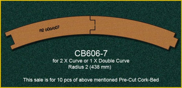 Gleis gebogen Korkgleisbett R606- 607  R2 10x