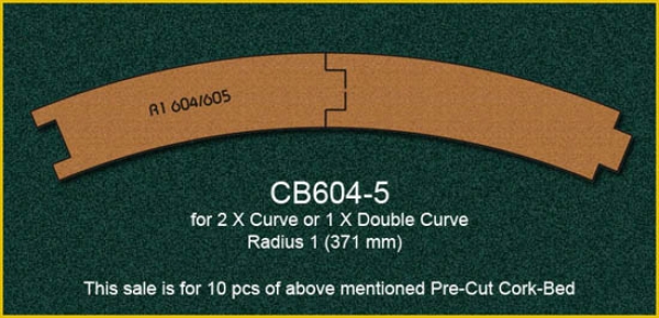 Gleis gebogen Korkgleisbett R604- 605  R1 10x