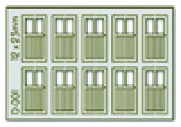 H0 Lasercut Tür mit Doppelfenster 12x 23mm 10x