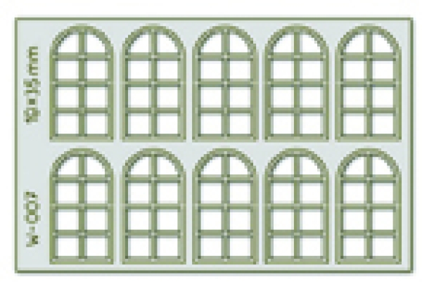 H0 Selbstbauteile Lasercut Bogenfenster 19x 35mm Scheiben 8 10x