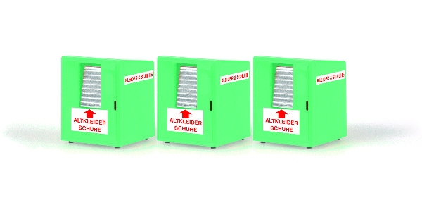 H0 Ausschmückung Altkleidercontainer,  Stück 3x