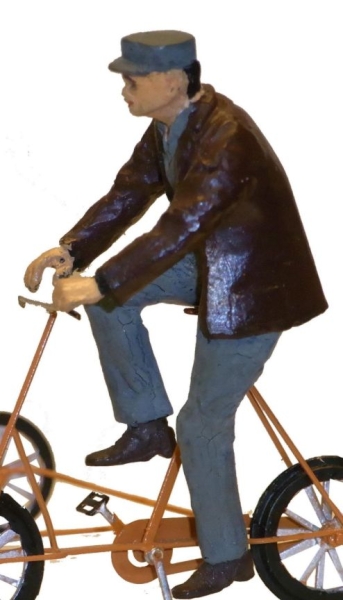 I Ausschmückung Figur Fahrradfahrer braune Jacke