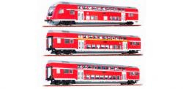 H0 D DB Doppelstockwagen Set 3x,  4A, Ep.V,  Innen- , Stirnbeleuchtung, Lichtwechsel, Funktionsdecoder, Regio