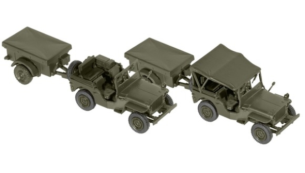 H0 mili US LKW Willys Jeep + M 100