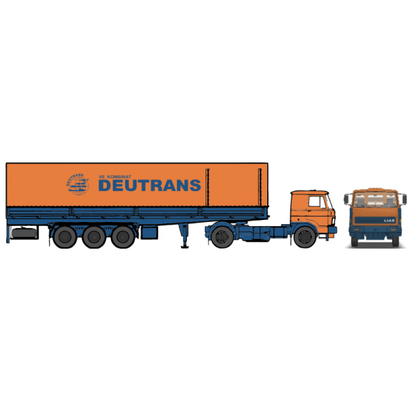 H0 LKW DDR Liaz Pritschensattelzug " Deutrans "