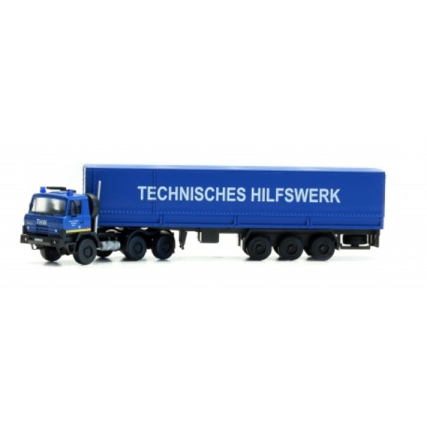 H0 LKW D Tatra THW,  S3, Ep.IV- VI, Pritschensattelzug, blau