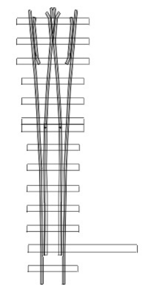 0 Gleis Außenbogenweiche 0n30 12°