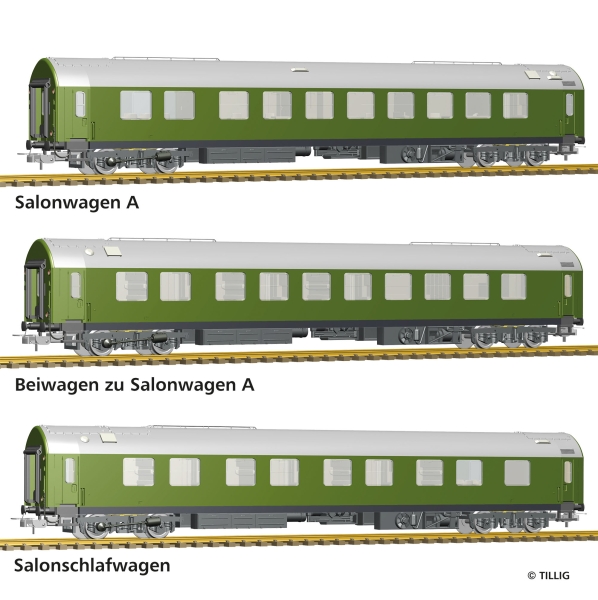 H0 D DR Reisezugwagen-Set 3x 4A Ep.IV Salonwagenzug 2