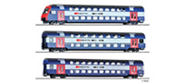 H0 CH SBB Doppelstockwagen-Set 3x 4A 1./2.Kl. 2.Kl. Steuerwagen, etc..................................................