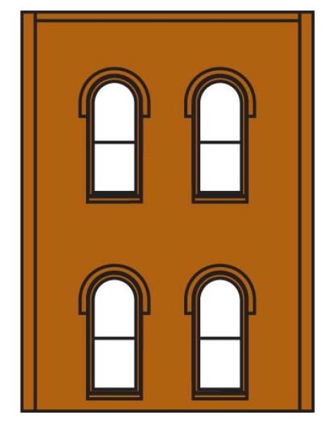 H0 Baukastensystem BS 6,82x 9,36cm Two Storey Arched Four Window