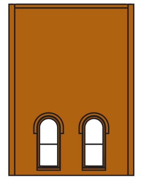 H0 Baukastensystem BS 6,82x 9,36cm Two Storey Two Lower Arched W