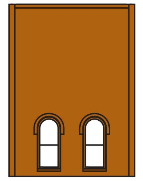 H0 Baukastensystem BS 6,82x 9,36cm Two Storey Two Lower Arched W