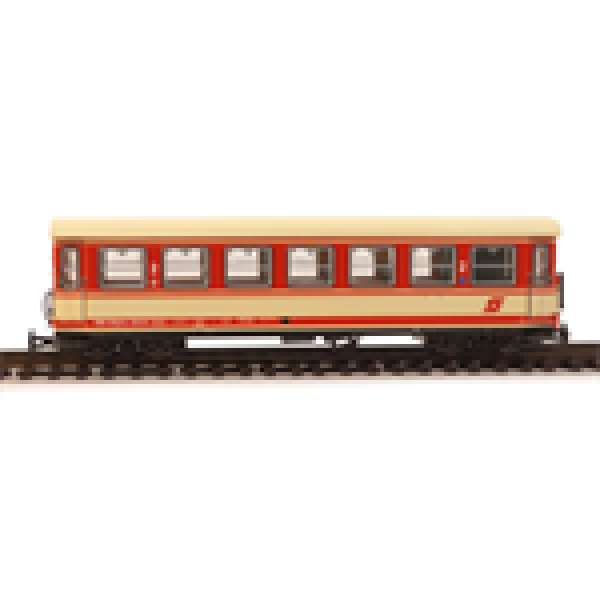 H0e Bahnfahrzeuge A ÖBB B4ip/ s 3243- 8, Personenwagen Prinzgauer Lokalbahn, Jaffa, Schmalspurbahn, 4A, Ep.5, blutorange- elfenbein, Drehgestell 1912, etc.............. -