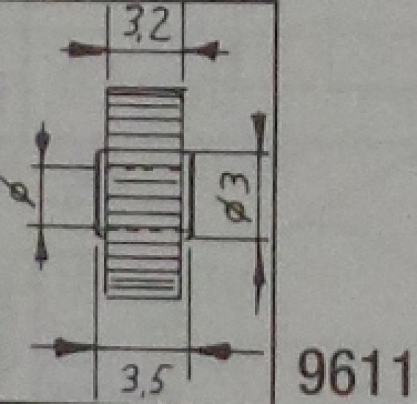 Ersatzteil Messing Stinzahnrad,  Zähne 15,   Bohr.1,46mm,   Zahnbr.1,2mm, St.2x