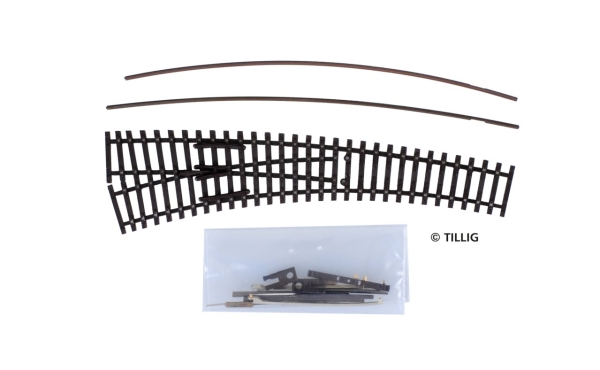 TT BS Modellgleis Innenbogenweiche links brüniert