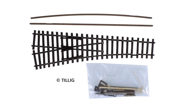 TT BS Modellgleis Weiche EW1, links 15° brüniert