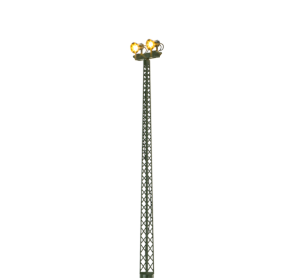 H0 Leuchte Flutlichtmast mit Stecksockel, doppelt, H= 135mm, Gleichstrom 12- 16V, Brawa Gleichrichter 2185