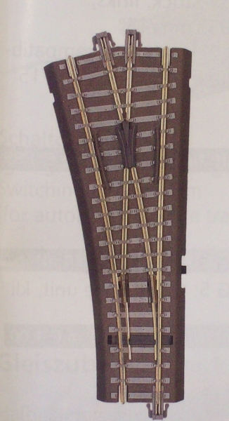 TT Bettungsgleis Weiche 15° BW, rechts mit Handantrieb