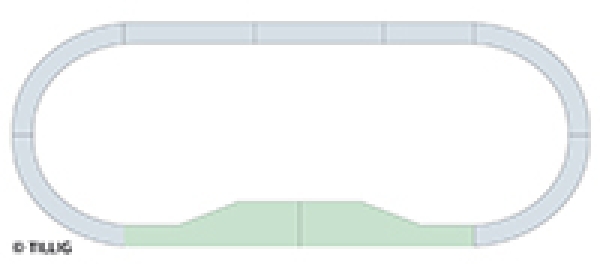H0m TT Tramgleis Startset ohne Straßenbahn, einspurig mit Ausweiche,