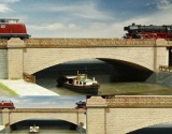 H0 Geländegestaltung BS Kanalbrücke mit Brückenpfeiler,  400x 200x 70mm, etc.........................................................................